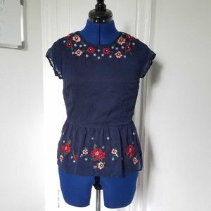 Blue Rain Embroidered Blouse